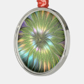 Luminous Fantasy Blume Fraktal Runde Ornament Aus Metall (Links)