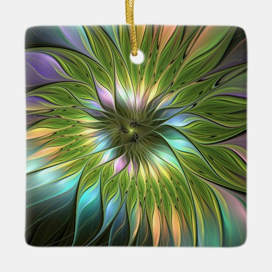 Luminous Fantasy Blume Fraktal Square Keramikornament (Vorderseite)