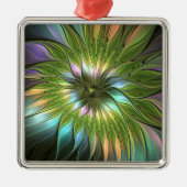 Luminous Fantasy Blume Fraktal Square Ornament Aus Metall (Vorne)