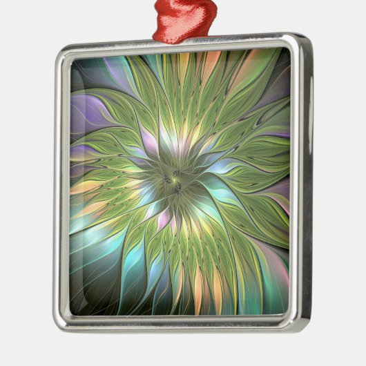 Luminous Fantasy Blume Fraktal Square Ornament Aus Metall (Links)