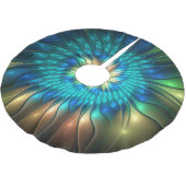Luminous Fantasy Flower, Colorful Abstract Fractal Polyester Weihnachtsbaumdecke (Schrägansicht)