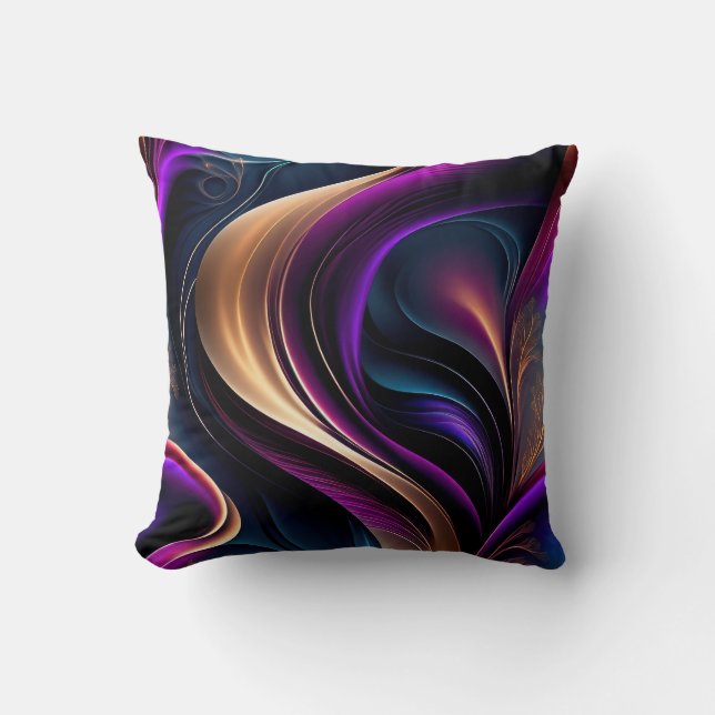 Luminous Flow - Bold Purple, Teal, and Gold Art Kissen (Vorderseite)
