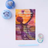 Luminous Flow | Grüne abstrakte Aquarellmalerei  Flyer (Einzeln)