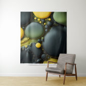 Luminous Fluid Dynamics: Yellow and Green Abstract Wandteppich (Beispiel)