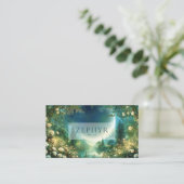 Luminous Forest White Rose and Celestial Night Visitenkarte (Stehend Vorderseite)