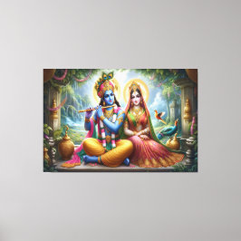 Luminous Gods Art: Krishna Radha, Göttliches Paar Leinwanddruck