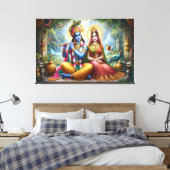 Luminous Gods Art: Krishna Radha, Göttliches Paar Leinwanddruck (Insitu (Schlafzimmer))