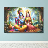 Luminous Gods Art: Krishna Radha, Göttliches Paar Leinwanddruck (Insitu (Holzboden))