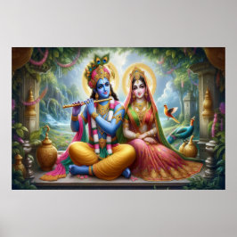Luminous Gods Art: Krishna Radha, Göttliches Paar Poster