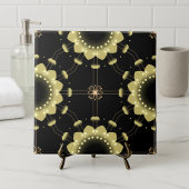 Luminous Gold Black Arabesque Geometric Mandala Fliese