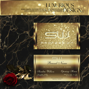 Luminous Gold Glitzer glänzen Chic Initials Visitenkarte