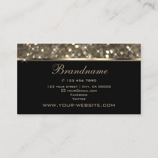 Luminous Gold Glitzer Sparkle Tiny Stars Elegante Visitenkarte (Rückseite)