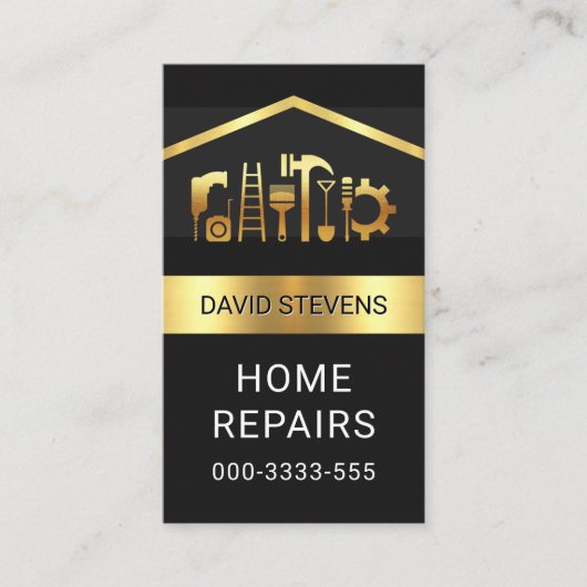 Luminous Gold Handyman Tools Roof Visitenkarte (Vorderseite)
