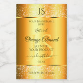 Luminous Gold Orange Funkelnd Glitzer mit Initiale Lebensmitteletikett (Einzelnes Label)
