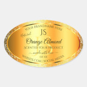 Luminous Gold Orange Funkelnd Glitzer mit Initiale Ovaler Aufkleber (Vorderseite)