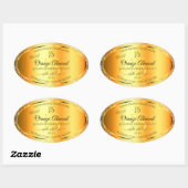 Luminous Gold Orange Funkelnd Glitzer mit Initiale Ovaler Aufkleber (Blatt)