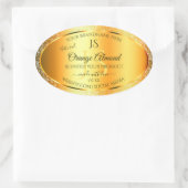 Luminous Gold Orange Funkelnd Glitzer mit Initiale Ovaler Aufkleber (Tasche)