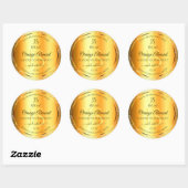 Luminous Gold Orange Funkelnd Glitzer mit Initiale Runder Aufkleber (Blatt)
