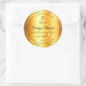 Luminous Gold Orange Funkelnd Glitzer mit Initiale Runder Aufkleber (Tasche)