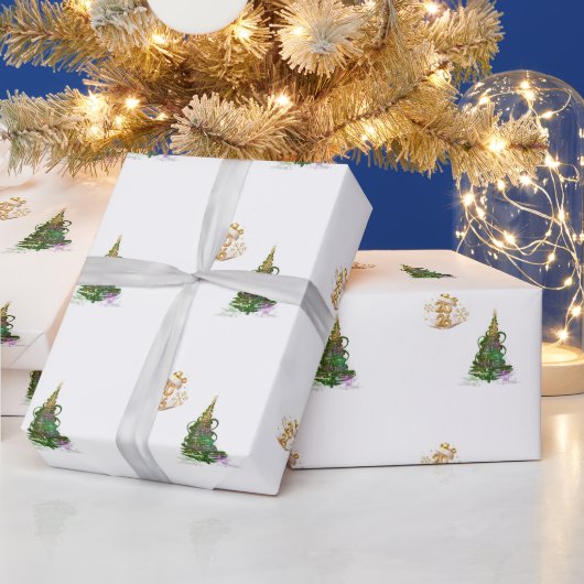 Luminous Green Holiday Tree wrapping paper  Geschenkpapier (Feiertage)