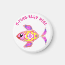 Luminous Heart Fish: Radiant Neon Kawaii Sea Life  Magnet