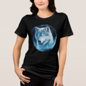 Luminous Ice Wolf in Galaxy Swirl Tri-Blend Shirt (Vorderseite)
