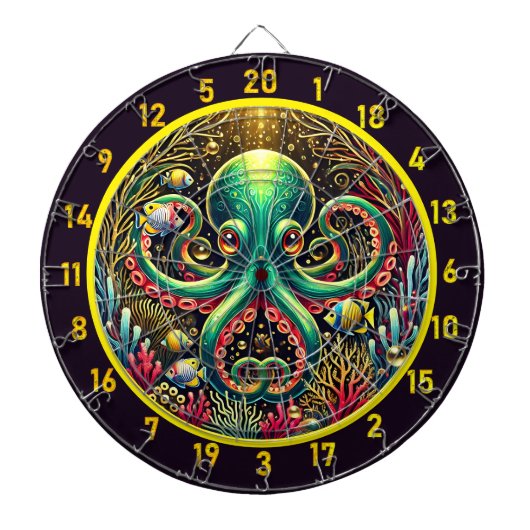 Luminous Lagoon Octopus Dartboard Dartscheibe (vorne)