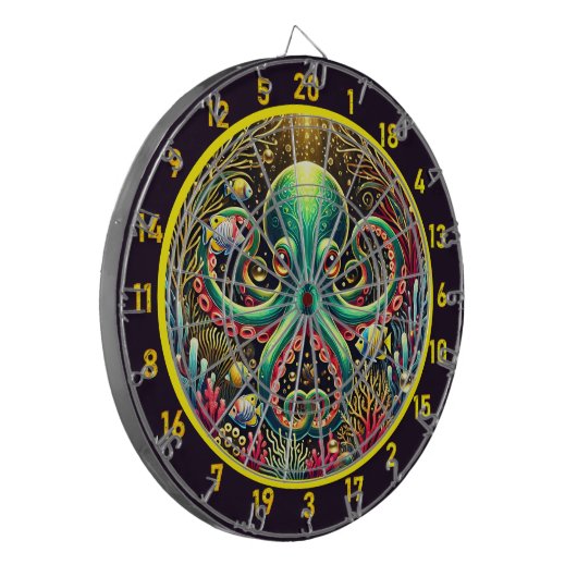Luminous Lagoon Octopus Dartboard Dartscheibe (Vorderseite Links)