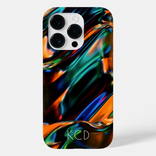 Luminous Liquid Metal Monochrom mit Name Case-Mate iPhone Hülle (Rückseite)