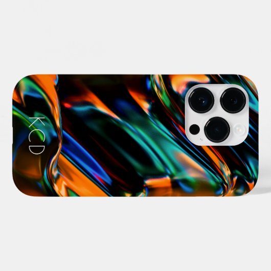 Luminous Liquid Metal Monochrom mit Name Case-Mate iPhone Hülle (Rückseite (Horizontal))