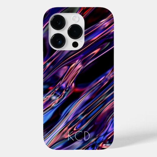 Luminous Liquid Metal Monochrom mit Name Case-Mate iPhone Hülle (Rückseite)