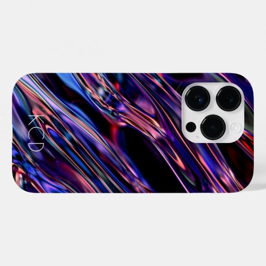 Luminous Liquid Metal Monochrom mit Name Case-Mate iPhone Hülle (Rückseite (Horizontal))