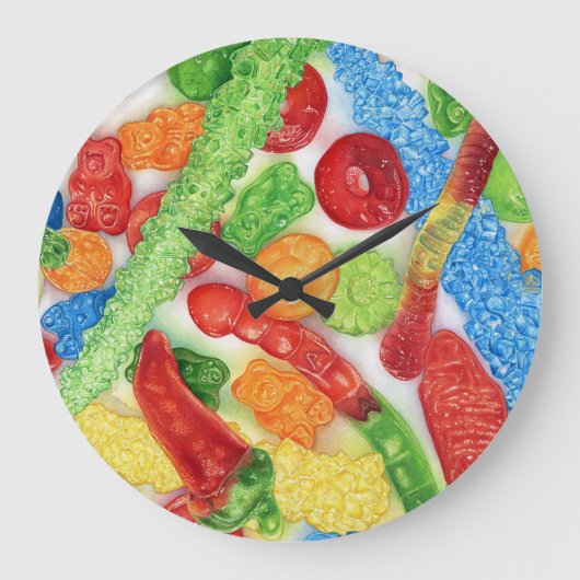 Luminous Lollies Große Wanduhr (Vorderseite)
