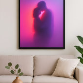 Luminous Lovers – Neon Silhouette Romance Art Poster