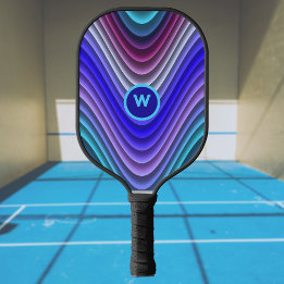 Luminous Magenta Blue Lila Monogram Wirbel Pickleball Schläger