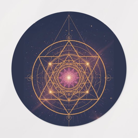 Luminous Mandala of Golden Harmony Etiketten (Design 1)