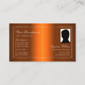 Luminous Orange Silver Decke mit Monogramm und Fot Visitenkarte (Rückseite)