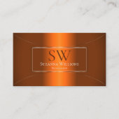 Luminous Orange Silver Decke mit Monogramm und Fot Visitenkarte (Vorderseite)