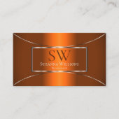 Luminous Orange Silver Decke mit Monogramm und Log Visitenkarte (Vorderseite)