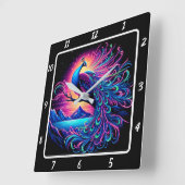 Luminous Peacock Art Quadratische Wanduhr (Winkel)