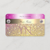 Luminous Pink Lila Gold Glitzer mit Initialen Visitenkarte (Vorderseite)