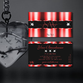 Luminous Red Black Sparkle Jewels Initials Stylish Visitenkarte