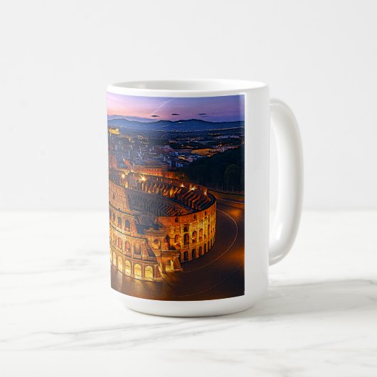 Luminous Roman Colosseum Nightscape Kaffeetasse (VorderseiteRechts)