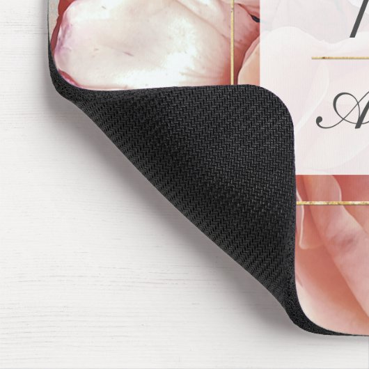 LUMINOUS ROSE Elegante Moderne Blumenmonogramm Mousepad (Ecke)