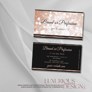 Luminous Rose Gold Glitzer Stars Black Luxury Visitenkarte