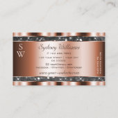 Luminous Rose Gold Silver Glitter Stars Monogram Visitenkarte (Rückseite)