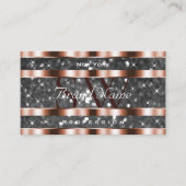 Luminous Rose Gold Silver Glitter Stars Monogram Visitenkarte (Vorderseite)