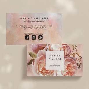 LUMINOUS ROSE & Peony Elegantes, horizontales Blum Visitenkarte