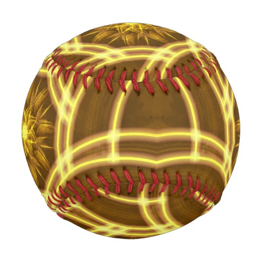 “Luminous Star Portal – Symmetrical Golden Fractal Baseball (Vorderseite)