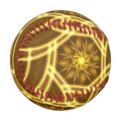 “Luminous Star Portal – Symmetrical Golden Fractal Baseball (Vorderseite Links)